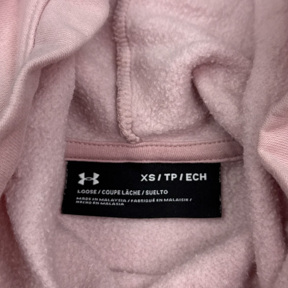 Under Armour Hoodie Womens Size XS Pink High Neck Pullover Sweatshirt Loose Fit - Picture 11 of 12